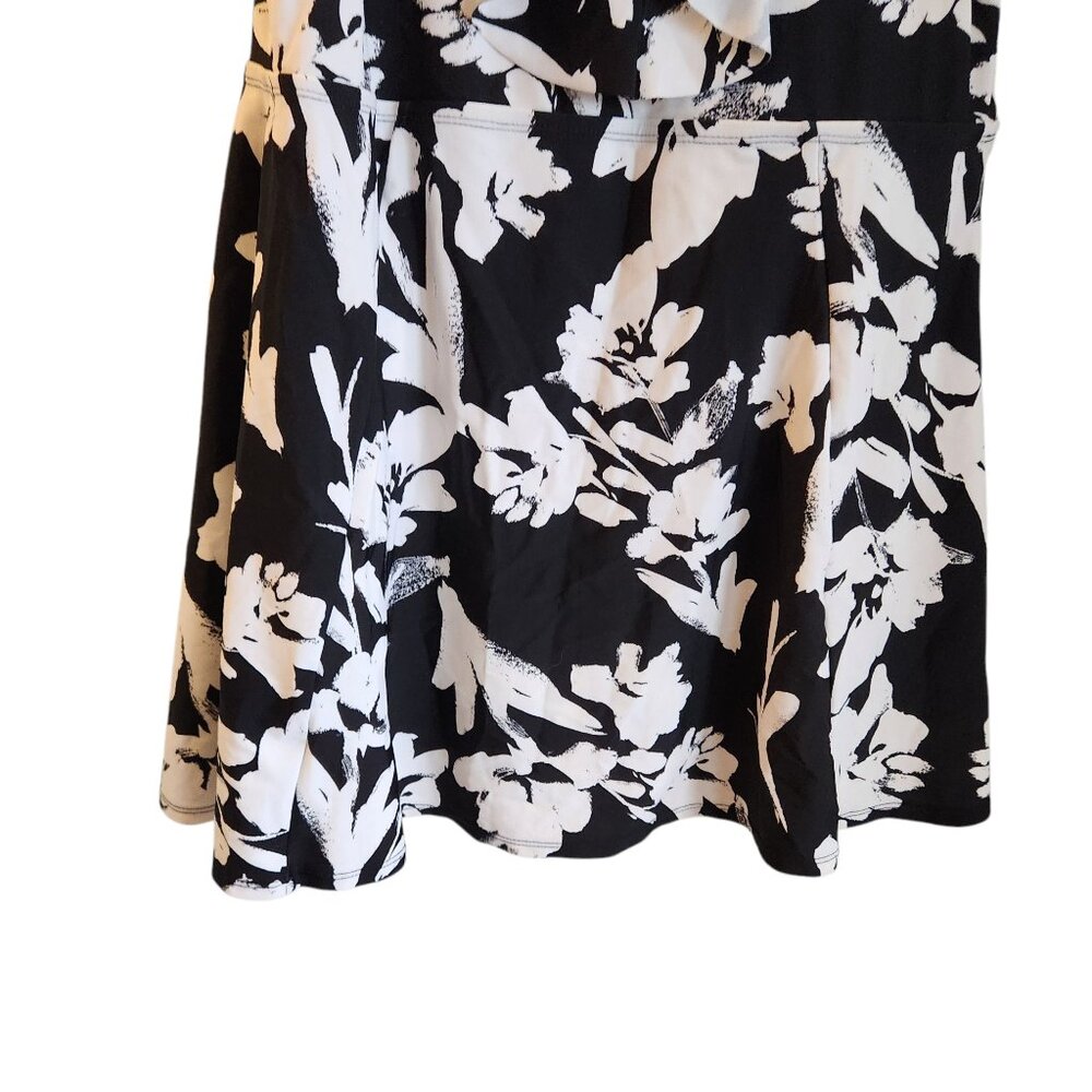 Swimsuits For All 18 Black White Women's Bathing Suit One Piece Dress Floral NEW - Picture 8 of 10
